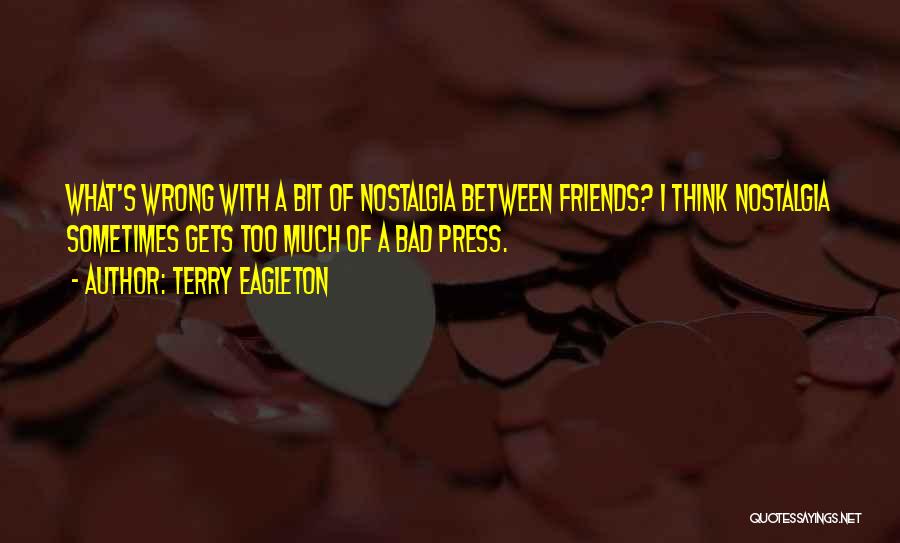 Terry Eagleton Quotes: What's Wrong With A Bit Of Nostalgia Between Friends? I Think Nostalgia Sometimes Gets Too Much Of A Bad Press.