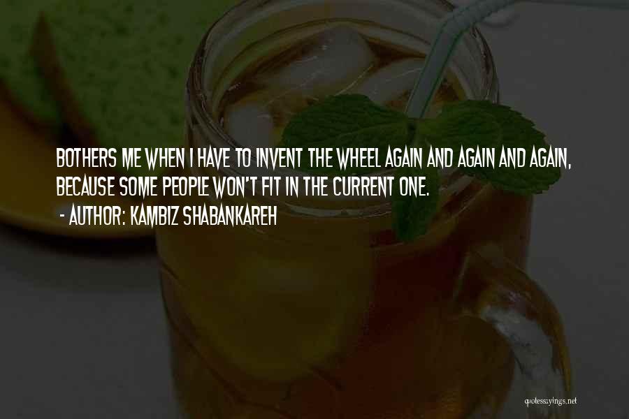 Kambiz Shabankareh Quotes: Bothers Me When I Have To Invent The Wheel Again And Again And Again, Because Some People Won't Fit In