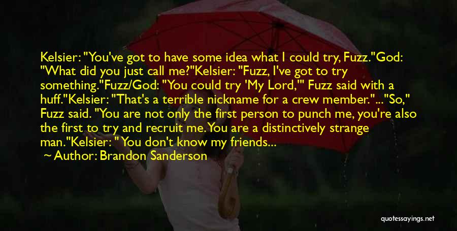 Brandon Sanderson Quotes: Kelsier: You've Got To Have Some Idea What I Could Try, Fuzz.god: What Did You Just Call Me?kelsier: Fuzz, I've