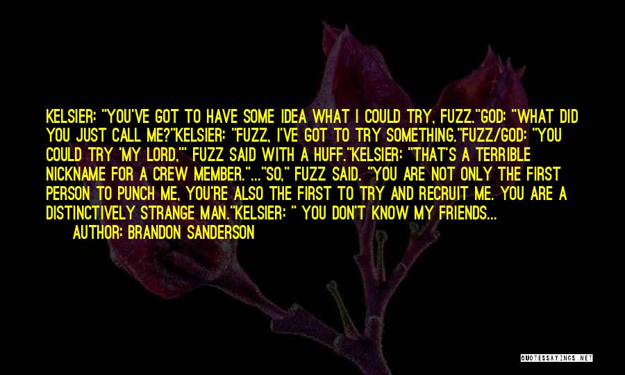 Brandon Sanderson Quotes: Kelsier: You've Got To Have Some Idea What I Could Try, Fuzz.god: What Did You Just Call Me?kelsier: Fuzz, I've