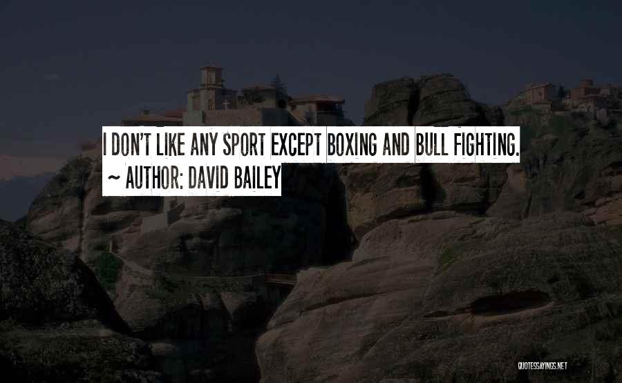 David Bailey Quotes: I Don't Like Any Sport Except Boxing And Bull Fighting.
