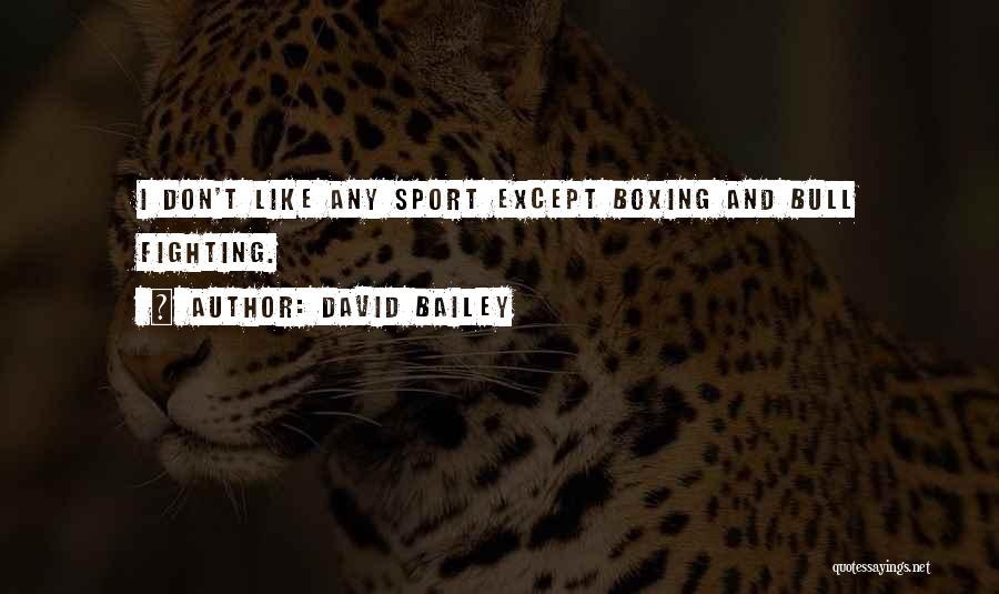 David Bailey Quotes: I Don't Like Any Sport Except Boxing And Bull Fighting.