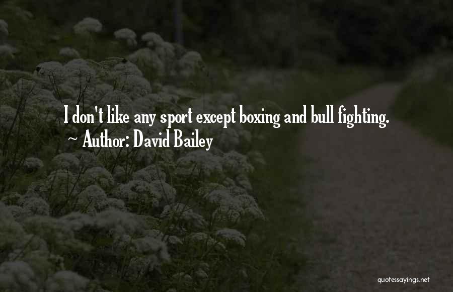 David Bailey Quotes: I Don't Like Any Sport Except Boxing And Bull Fighting.