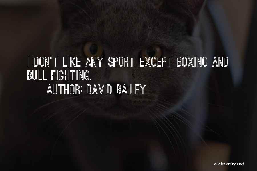 David Bailey Quotes: I Don't Like Any Sport Except Boxing And Bull Fighting.