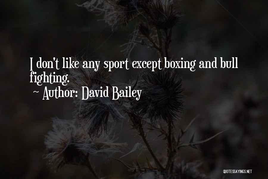 David Bailey Quotes: I Don't Like Any Sport Except Boxing And Bull Fighting.