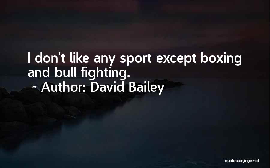 David Bailey Quotes: I Don't Like Any Sport Except Boxing And Bull Fighting.