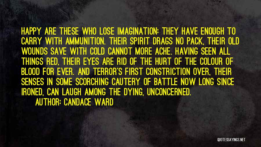 Candace Ward Quotes: Happy Are These Who Lose Imagination: They Have Enough To Carry With Ammunition. Their Spirit Drags No Pack, Their Old