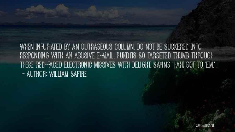 William Safire Quotes: When Infuriated By An Outrageous Column, Do Not Be Suckered Into Responding With An Abusive E-mail. Pundits So Targeted Thumb