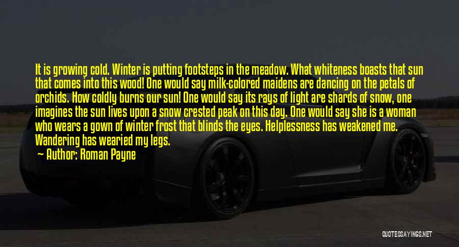 Roman Payne Quotes: It Is Growing Cold. Winter Is Putting Footsteps In The Meadow. What Whiteness Boasts That Sun That Comes Into This