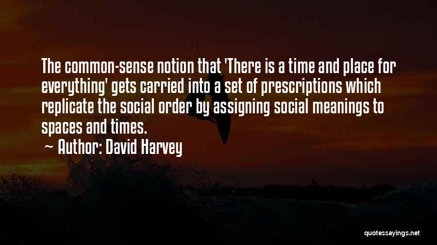 David Harvey Quotes: The Common-sense Notion That 'there Is A Time And Place For Everything' Gets Carried Into A Set Of Prescriptions Which