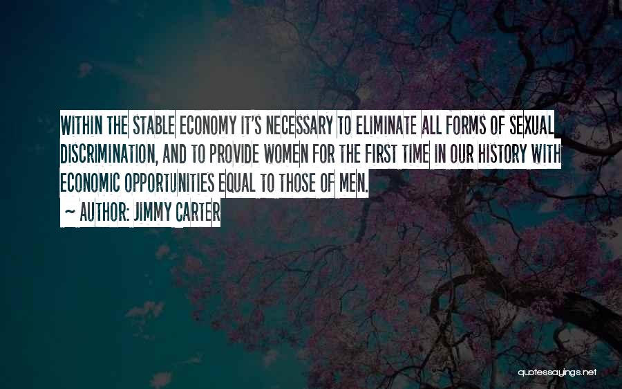 Jimmy Carter Quotes: Within The Stable Economy It's Necessary To Eliminate All Forms Of Sexual Discrimination, And To Provide Women For The First