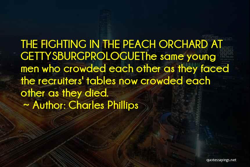 Charles Phillips Quotes: The Fighting In The Peach Orchard At Gettysburgprologuethe Same Young Men Who Crowded Each Other As They Faced The Recruiters'