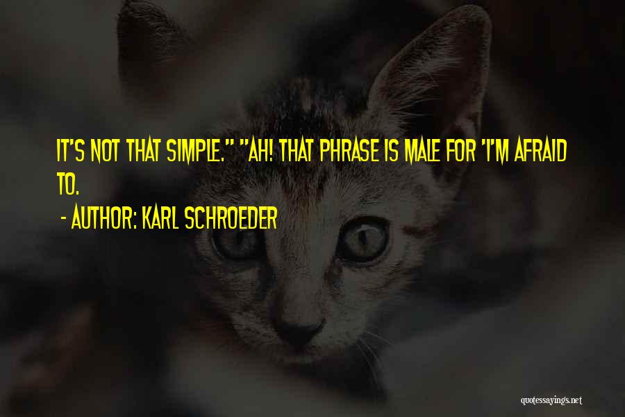 Karl Schroeder Quotes: It's Not That Simple. Ah! That Phrase Is Male For 'i'm Afraid To.