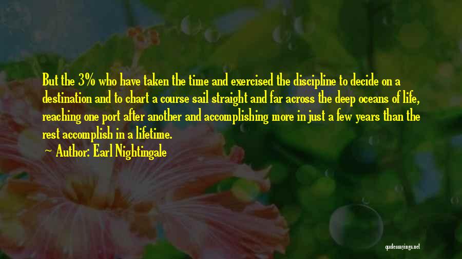 Earl Nightingale Quotes: But The 3% Who Have Taken The Time And Exercised The Discipline To Decide On A Destination And To Chart