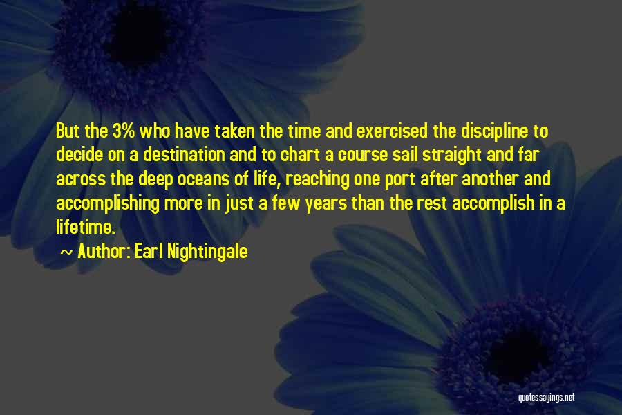 Earl Nightingale Quotes: But The 3% Who Have Taken The Time And Exercised The Discipline To Decide On A Destination And To Chart