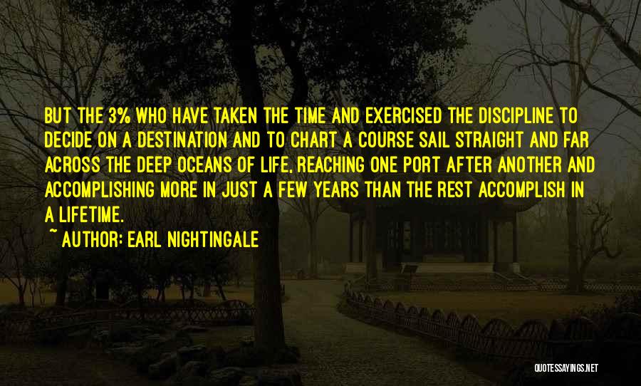 Earl Nightingale Quotes: But The 3% Who Have Taken The Time And Exercised The Discipline To Decide On A Destination And To Chart