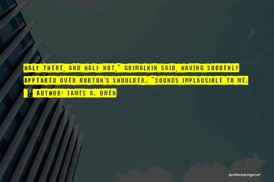 James A. Owen Quotes: Half There, And Half Not, Grimalkin Said, Having Suddenly Appeared Over Burton's Shoulder. Sounds Implausible To Me.