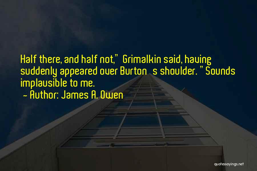 James A. Owen Quotes: Half There, And Half Not, Grimalkin Said, Having Suddenly Appeared Over Burton's Shoulder. Sounds Implausible To Me.