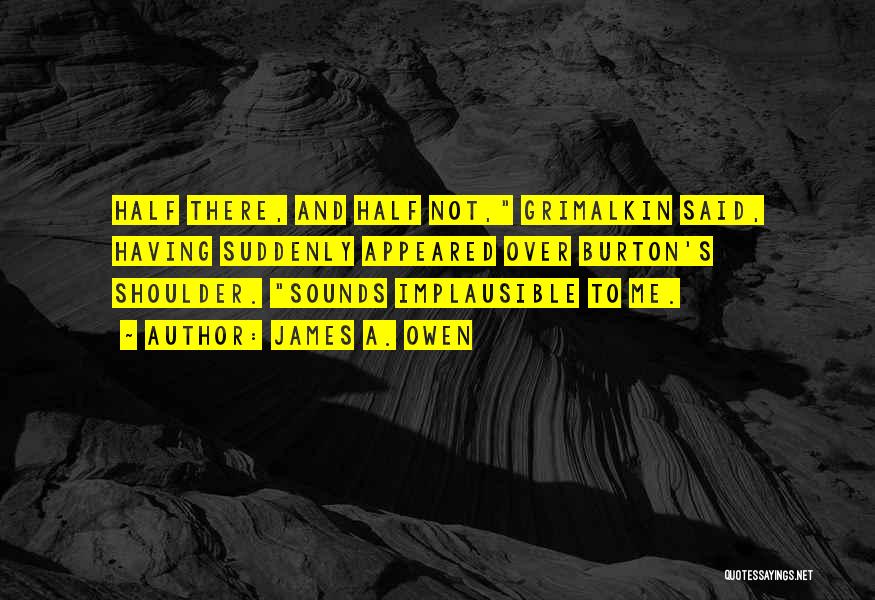 James A. Owen Quotes: Half There, And Half Not, Grimalkin Said, Having Suddenly Appeared Over Burton's Shoulder. Sounds Implausible To Me.