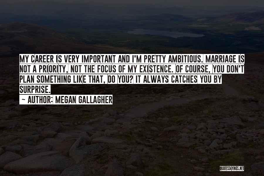 Megan Gallagher Quotes: My Career Is Very Important And I'm Pretty Ambitious. Marriage Is Not A Priority, Not The Focus Of My Existence.