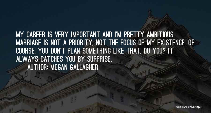 Megan Gallagher Quotes: My Career Is Very Important And I'm Pretty Ambitious. Marriage Is Not A Priority, Not The Focus Of My Existence.