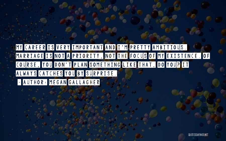 Megan Gallagher Quotes: My Career Is Very Important And I'm Pretty Ambitious. Marriage Is Not A Priority, Not The Focus Of My Existence.