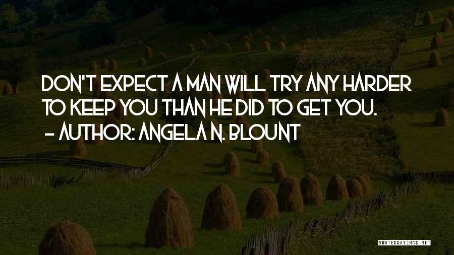 Angela N. Blount Quotes: Don't Expect A Man Will Try Any Harder To Keep You Than He Did To Get You.