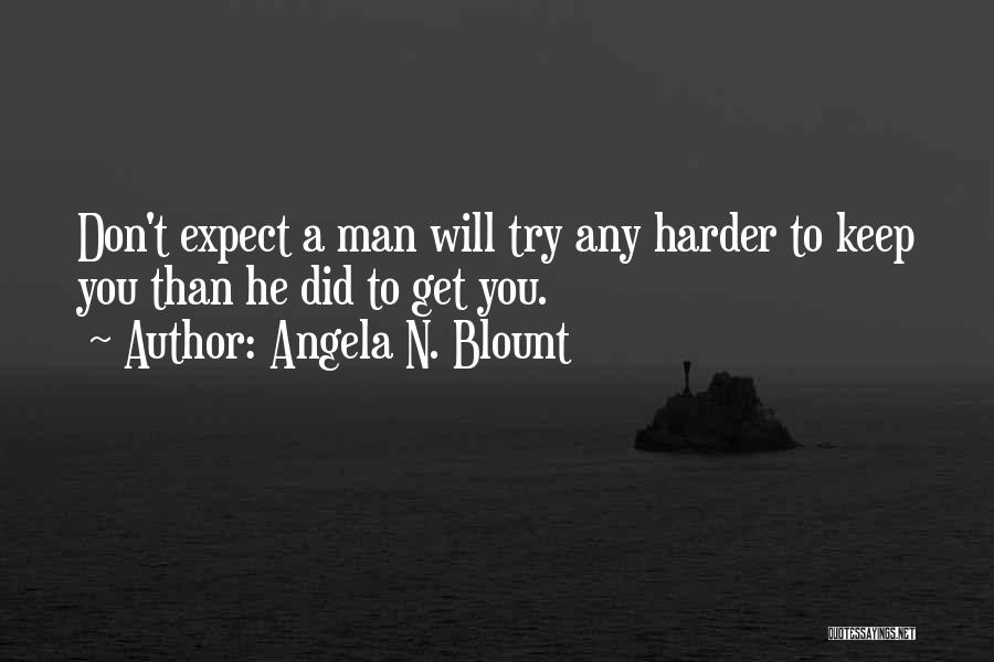 Angela N. Blount Quotes: Don't Expect A Man Will Try Any Harder To Keep You Than He Did To Get You.