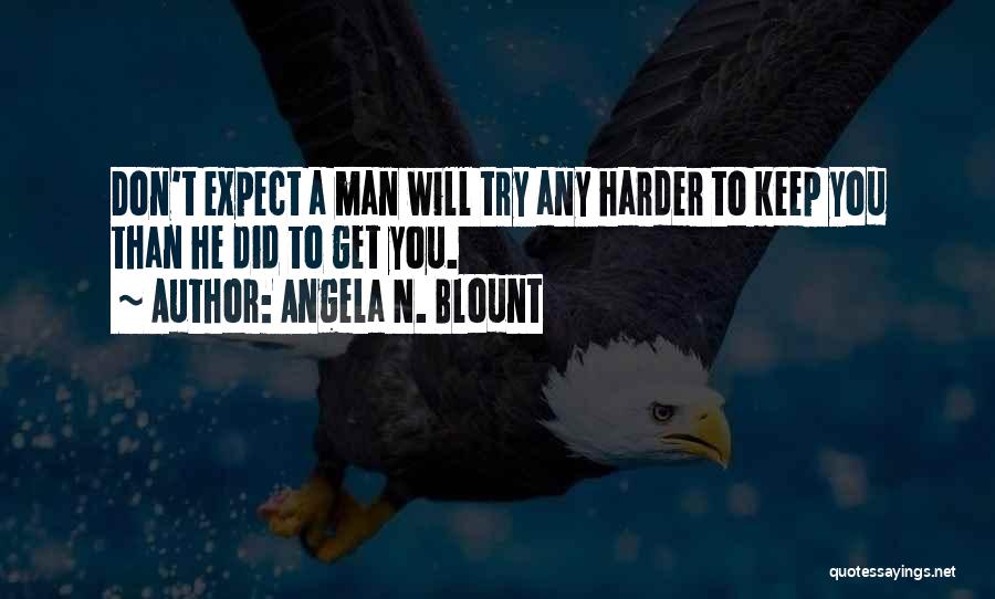 Angela N. Blount Quotes: Don't Expect A Man Will Try Any Harder To Keep You Than He Did To Get You.