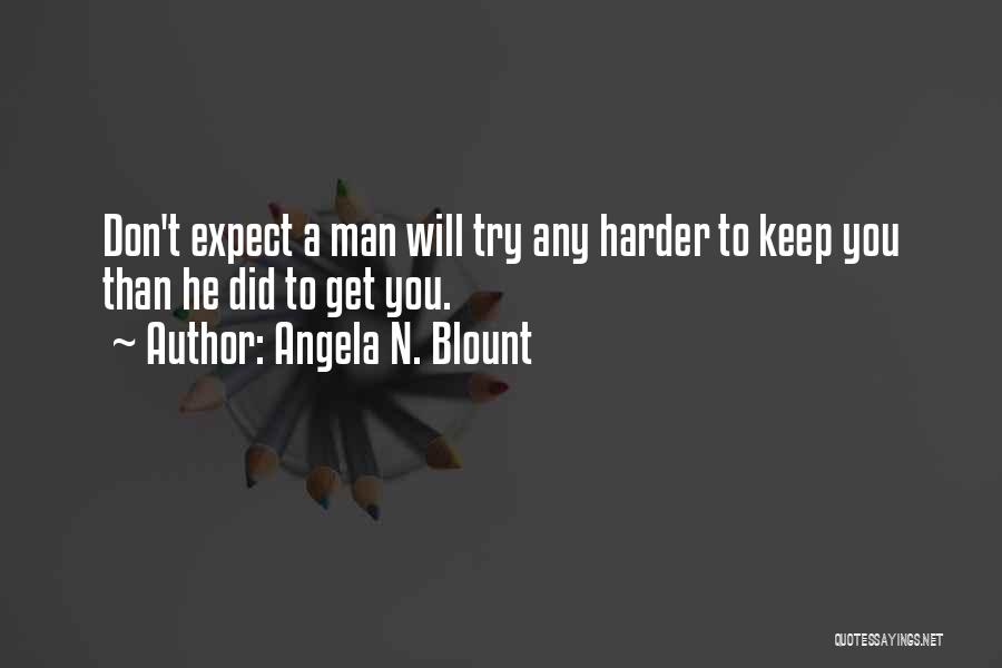 Angela N. Blount Quotes: Don't Expect A Man Will Try Any Harder To Keep You Than He Did To Get You.