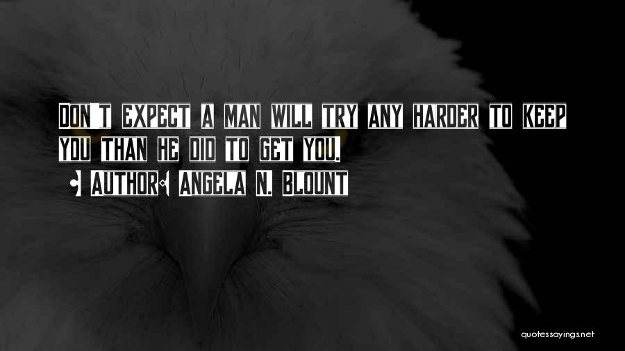 Angela N. Blount Quotes: Don't Expect A Man Will Try Any Harder To Keep You Than He Did To Get You.