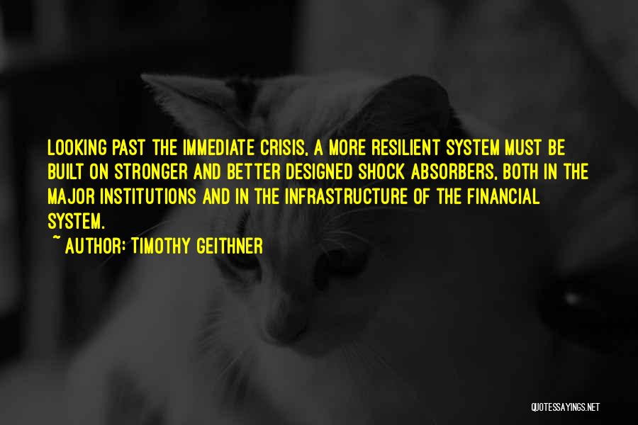 Timothy Geithner Quotes: Looking Past The Immediate Crisis, A More Resilient System Must Be Built On Stronger And Better Designed Shock Absorbers, Both