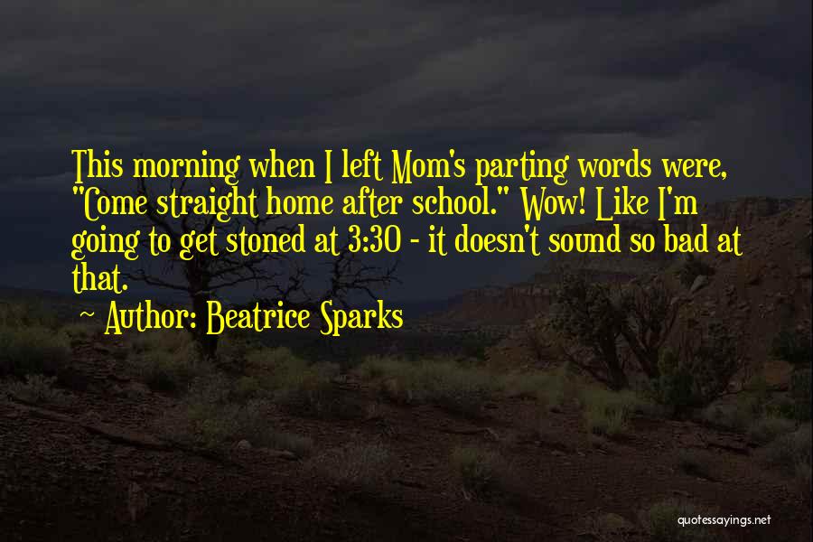 Beatrice Sparks Quotes: This Morning When I Left Mom's Parting Words Were, Come Straight Home After School. Wow! Like I'm Going To Get