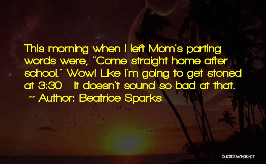 Beatrice Sparks Quotes: This Morning When I Left Mom's Parting Words Were, Come Straight Home After School. Wow! Like I'm Going To Get