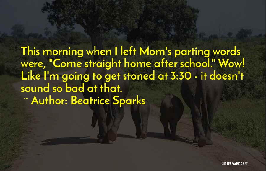 Beatrice Sparks Quotes: This Morning When I Left Mom's Parting Words Were, Come Straight Home After School. Wow! Like I'm Going To Get