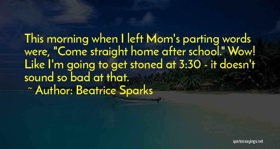 Beatrice Sparks Quotes: This Morning When I Left Mom's Parting Words Were, Come Straight Home After School. Wow! Like I'm Going To Get