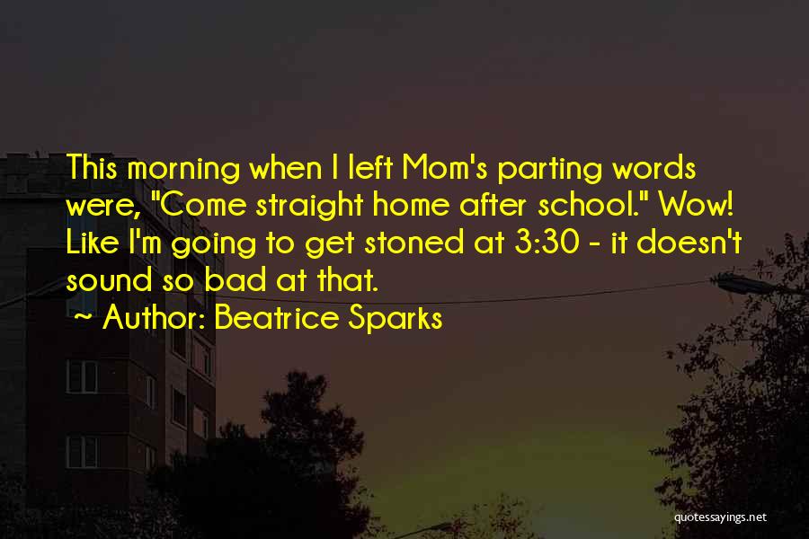 Beatrice Sparks Quotes: This Morning When I Left Mom's Parting Words Were, Come Straight Home After School. Wow! Like I'm Going To Get