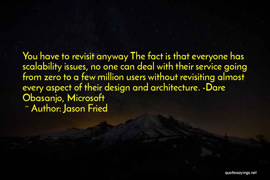 Jason Fried Quotes: You Have To Revisit Anyway The Fact Is That Everyone Has Scalability Issues, No One Can Deal With Their Service