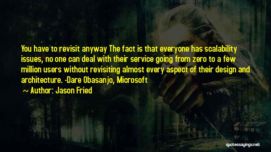 Jason Fried Quotes: You Have To Revisit Anyway The Fact Is That Everyone Has Scalability Issues, No One Can Deal With Their Service