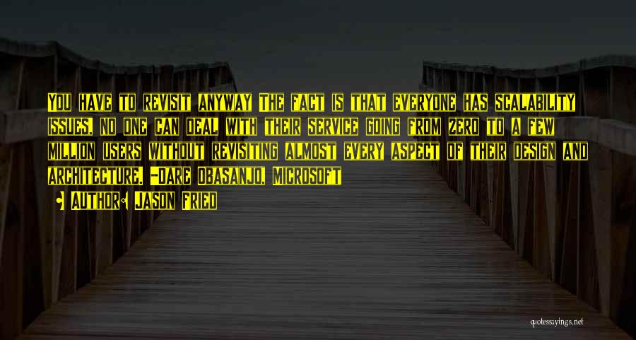 Jason Fried Quotes: You Have To Revisit Anyway The Fact Is That Everyone Has Scalability Issues, No One Can Deal With Their Service