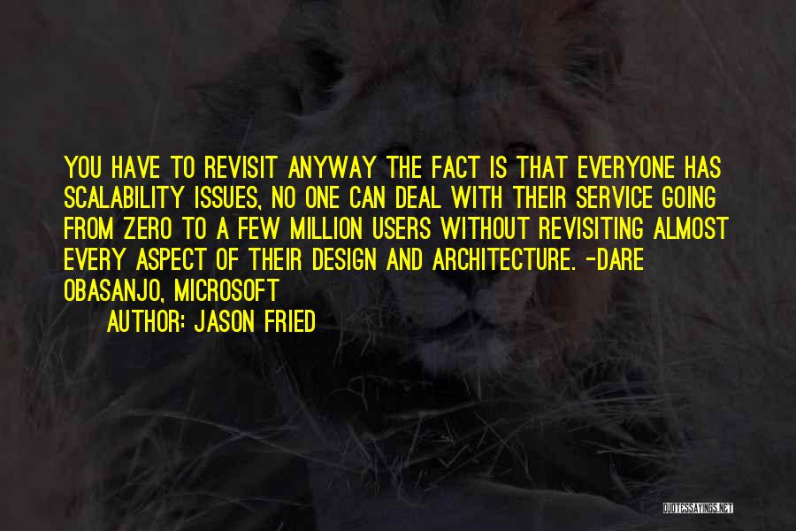 Jason Fried Quotes: You Have To Revisit Anyway The Fact Is That Everyone Has Scalability Issues, No One Can Deal With Their Service
