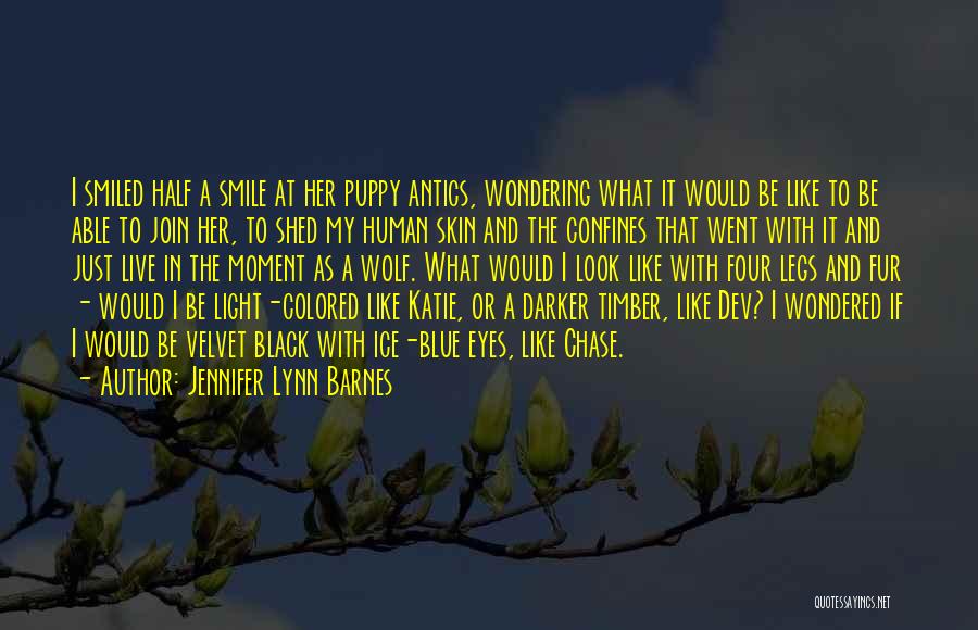 Jennifer Lynn Barnes Quotes: I Smiled Half A Smile At Her Puppy Antics, Wondering What It Would Be Like To Be Able To Join