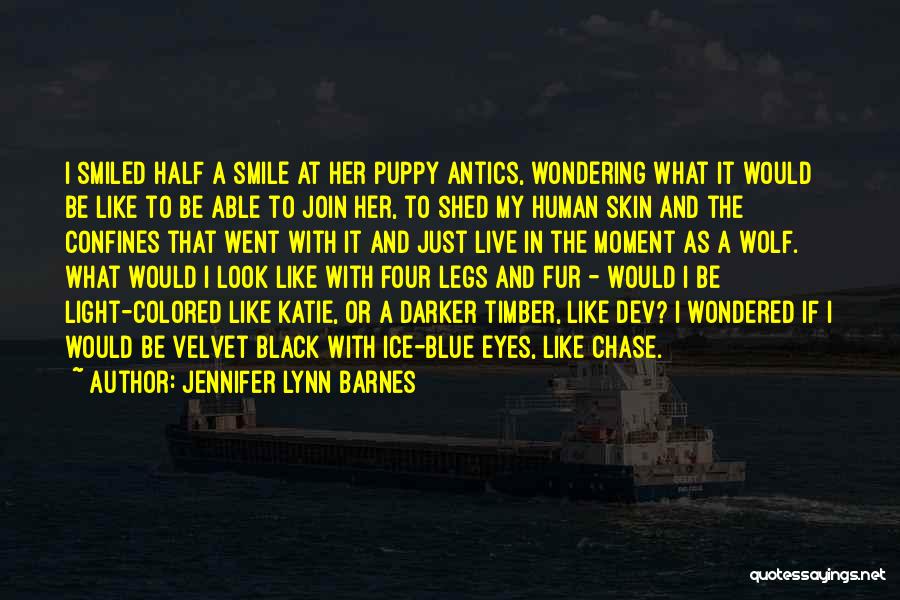 Jennifer Lynn Barnes Quotes: I Smiled Half A Smile At Her Puppy Antics, Wondering What It Would Be Like To Be Able To Join