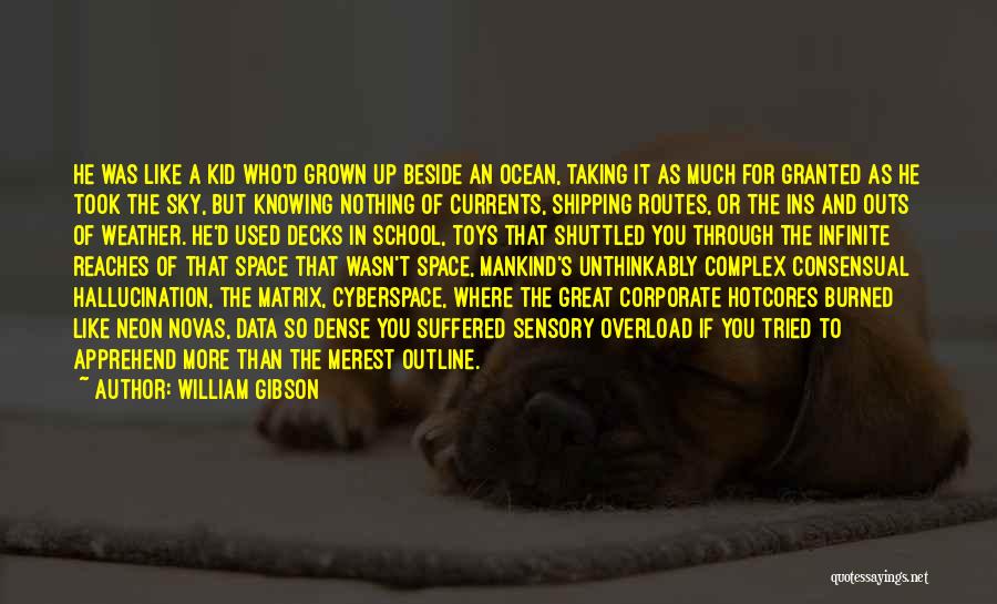 William Gibson Quotes: He Was Like A Kid Who'd Grown Up Beside An Ocean, Taking It As Much For Granted As He Took