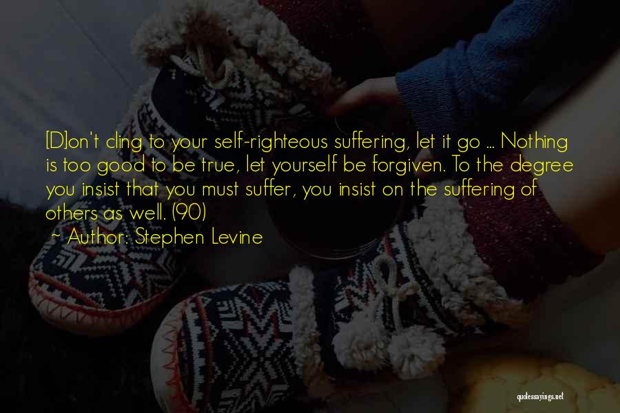 Stephen Levine Quotes: [d]on't Cling To Your Self-righteous Suffering, Let It Go ... Nothing Is Too Good To Be True, Let Yourself Be