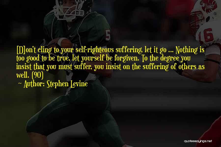 Stephen Levine Quotes: [d]on't Cling To Your Self-righteous Suffering, Let It Go ... Nothing Is Too Good To Be True, Let Yourself Be