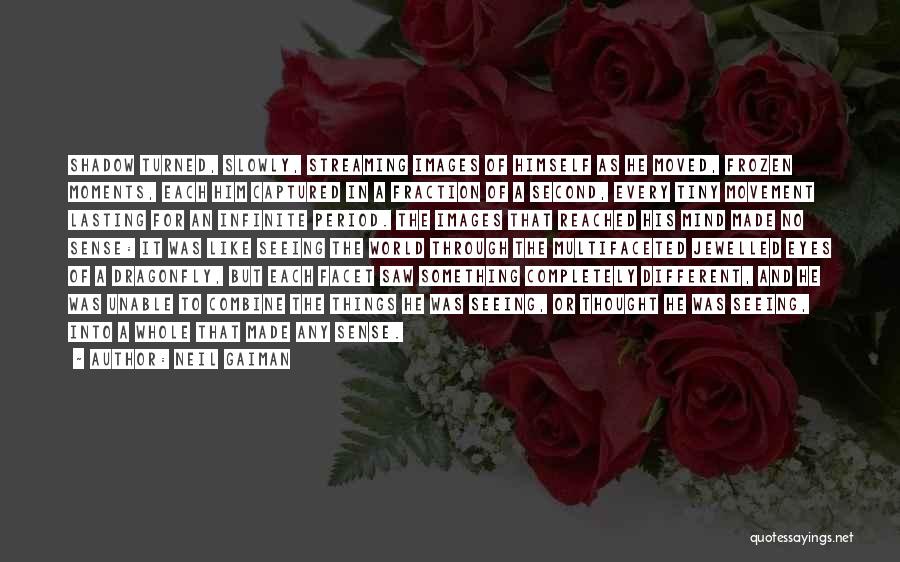 Neil Gaiman Quotes: Shadow Turned, Slowly, Streaming Images Of Himself As He Moved, Frozen Moments, Each Him Captured In A Fraction Of A