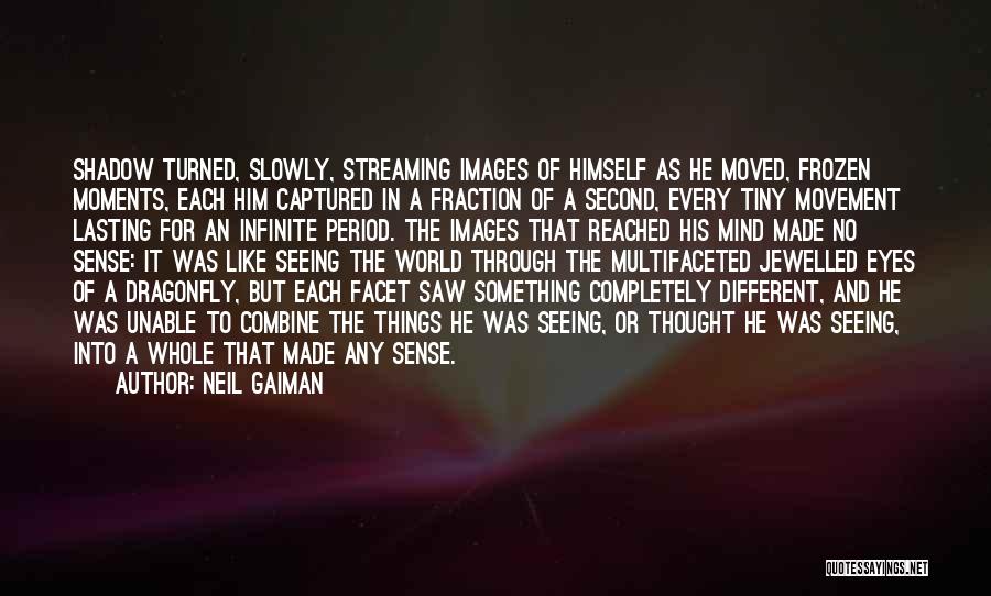 Neil Gaiman Quotes: Shadow Turned, Slowly, Streaming Images Of Himself As He Moved, Frozen Moments, Each Him Captured In A Fraction Of A