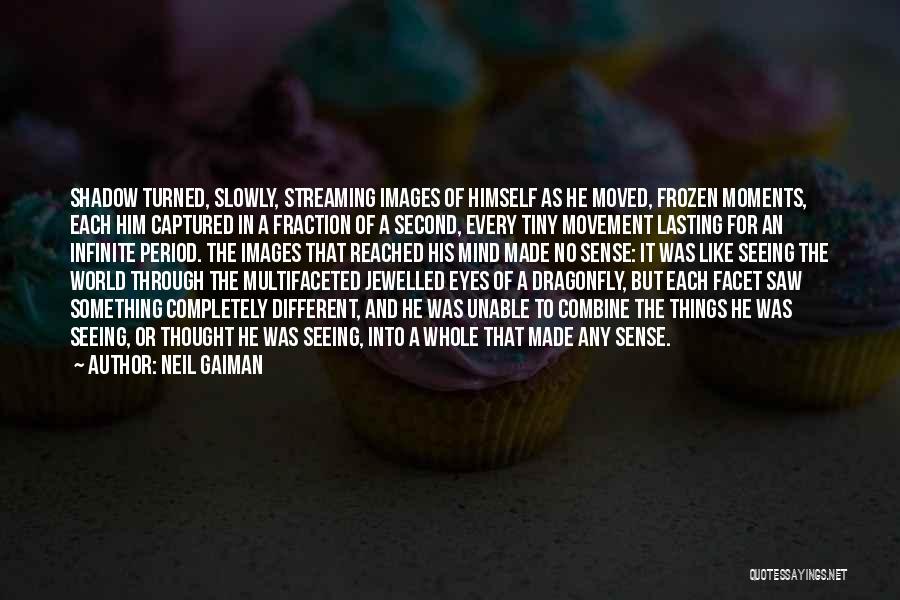 Neil Gaiman Quotes: Shadow Turned, Slowly, Streaming Images Of Himself As He Moved, Frozen Moments, Each Him Captured In A Fraction Of A