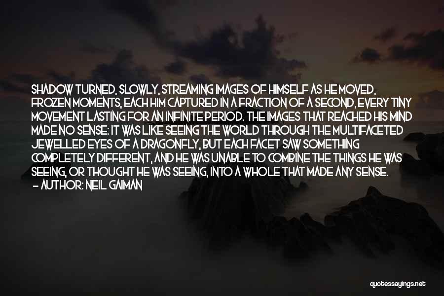 Neil Gaiman Quotes: Shadow Turned, Slowly, Streaming Images Of Himself As He Moved, Frozen Moments, Each Him Captured In A Fraction Of A